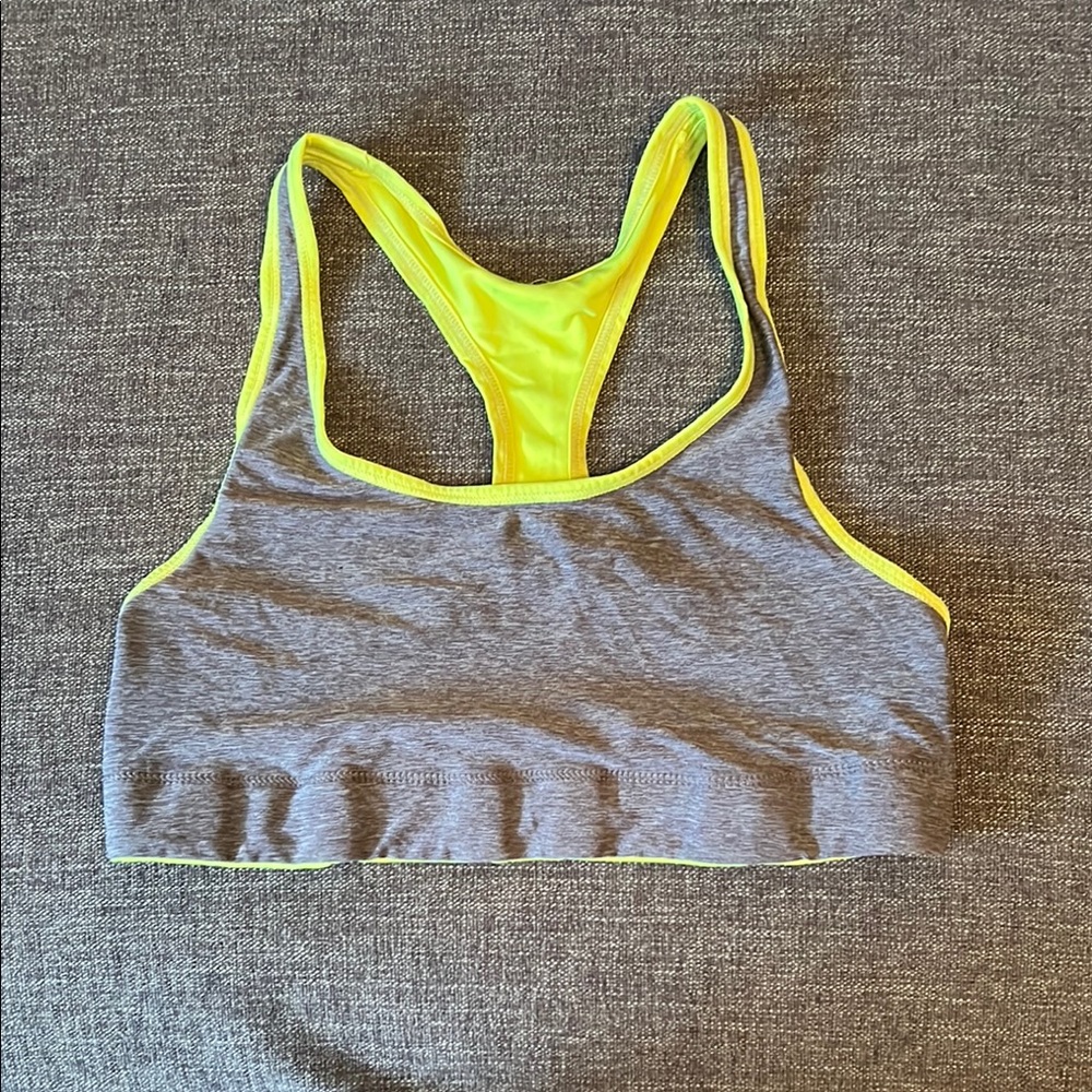 Gray and Yellow Sports Bra
